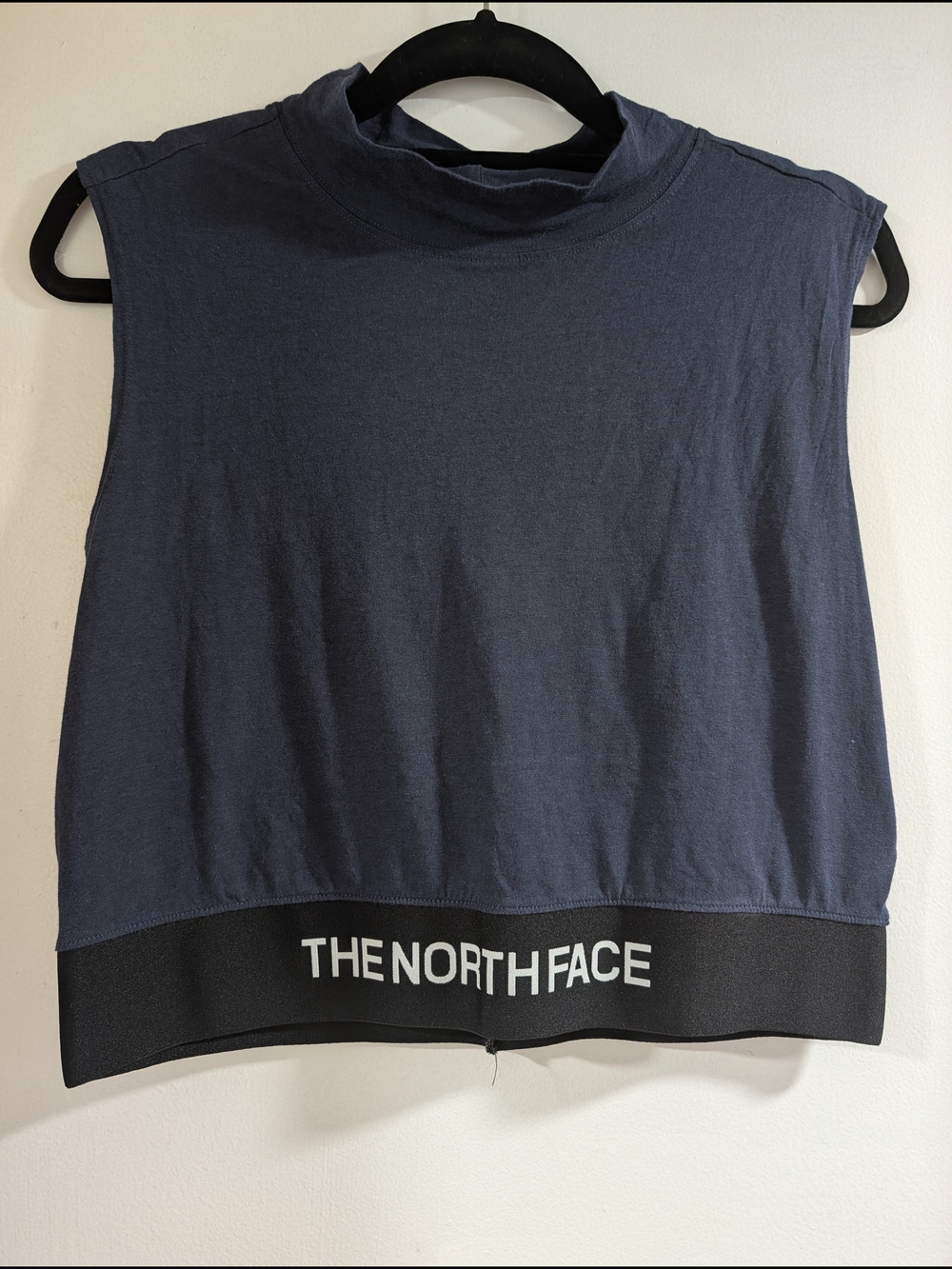 The North Face Women's Sleeveless Mock Neck Tank - Dark Blue with Black Band